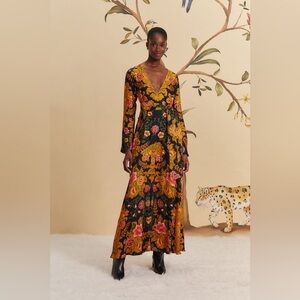 FARM Rio Black Arabesque Floral LENZING™ ECOVERO™ Viscose Maxi Dress